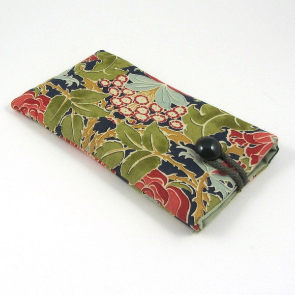 Handmade phone case, soft cotton i Phone sleeve, button up cover, small gift for her, padded pouch