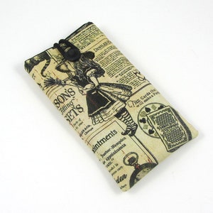 Vintage Zeitungs-Handytasche aus Baumwolle: Handgemachte Handytasche (10 x 18 cm)