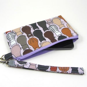 Bracelet en coton pour chat, pochette à fermeture éclair avec bandoulière amovible, étui rembourré pour téléphone portable, cadeau pour amoureux des chats