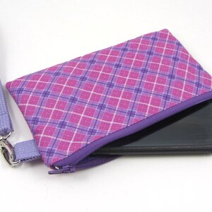 Cartera con cremallera para teléfono móvil, bolsa rosa y morada, funda de viaje para teléfono móvil con correa desmontable, regalo perfecto