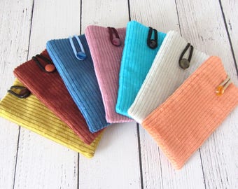 Étui portable souple, étui en velours côtelé,  housse à lunettes, étui  i phone en tissu doublé,