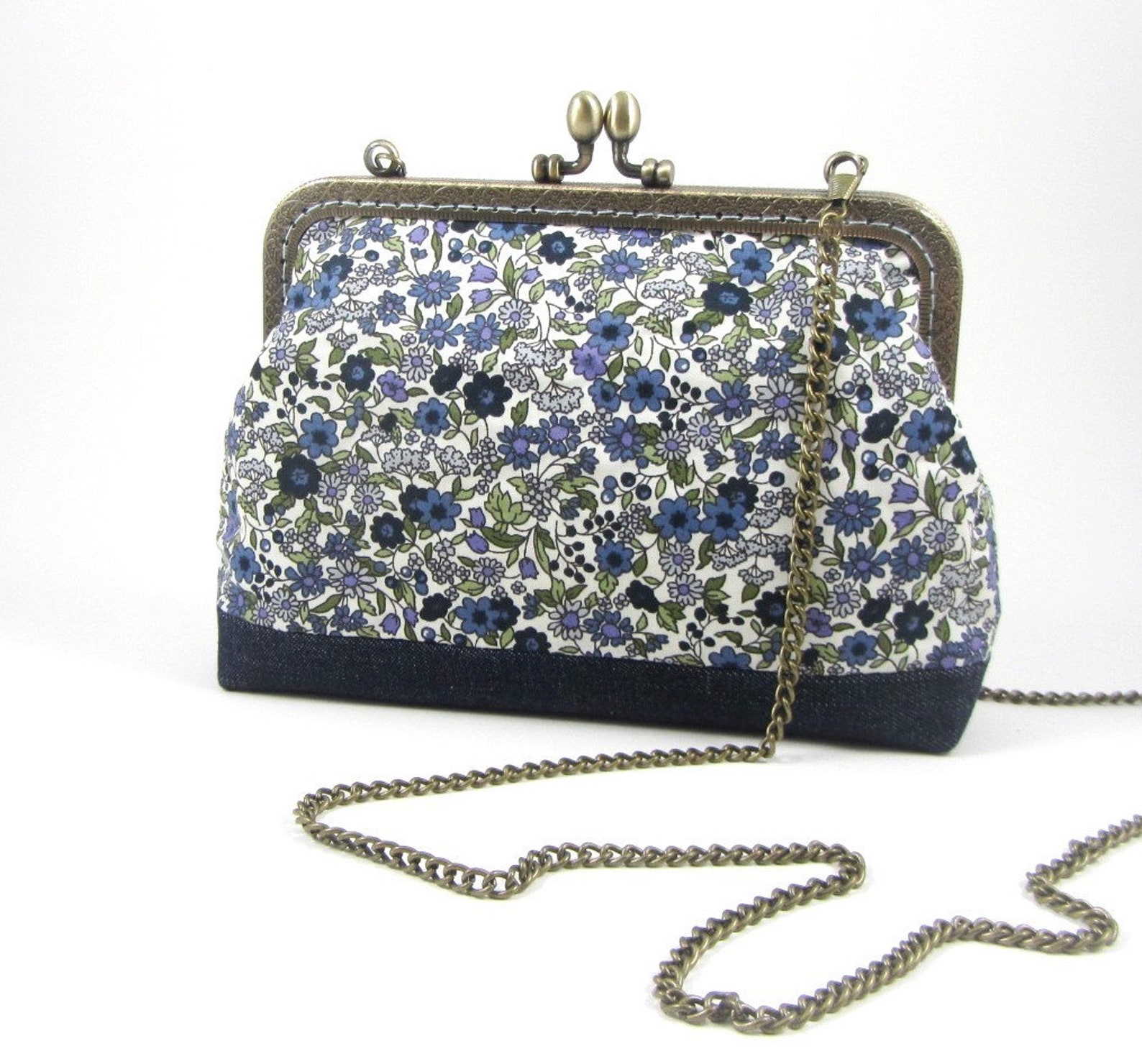 Floral Crossbody Bag Womens Evening Purse Bag With Kisslock Etsy
