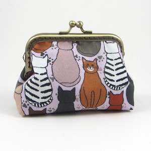 Porte-monnaie à fermoir, bourse en coton, porte-monnaie chat, pochette à armature cousue, amis à 4 pattes