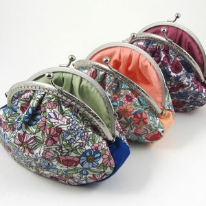 Pochette per cosmetici, pochette per il trucco con chiusura a scatto, kit di stoccaggio con chiusura a scatto, scegli il tuo colore, piccola pochette plissettata floreale, borsa da donna