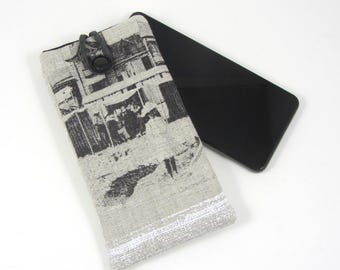 Vintage style fabric phone case, protection cover, handmade smartphone sleeve