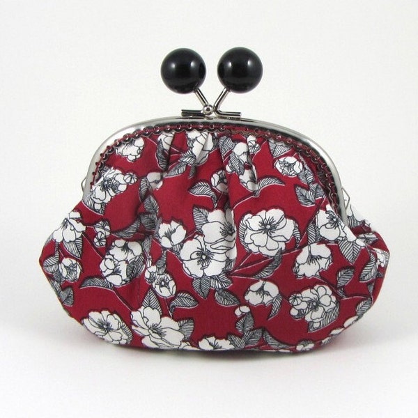 Pochette à cosmétiques avec fermoir, pochette à fleurs, pochette de rangement femme, petite pochette plissée, grand porte-monnaie