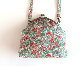 Sac d'épaule, petit sac de soirée, sac à fermeture clip, sac pochette fleuri, pour elle