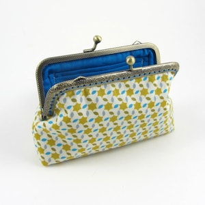 Portefeuille porte-monnaie, organisateur de cartes avec cadre à fermoir, fermoir à glissière en métal cousu main, pochette à fermoir d'inspiration vintage, cadeau pour elle