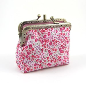 Bolsa Poebee de algodão Liberty, bolsa com fecho duplo, porta-moedas de duas seções, moedas e cartões, presente para ela