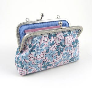 Porte-monnaie en tissu Liberty, London Parks, portefeuille pour billets et cartes, cadre en métal cousu main, pochette à fermoir, cadeau pour elle