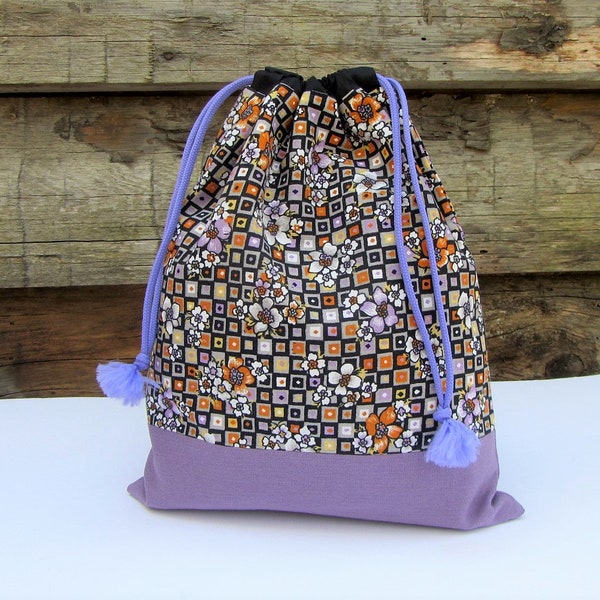 Sac de rangement multicolore, sac à chausseurs, sac pochon réversible, sac pour tricot, sac à jouets