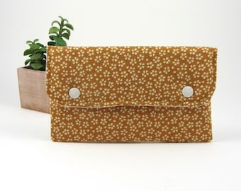 Pochette de rangement papiers, voyage et identité, pochette i Phone, coton japonais jaune, deux compartiment avec zip