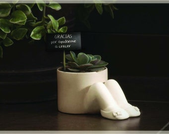 Cute ceramic planter with balerinas, handmade, pot planter