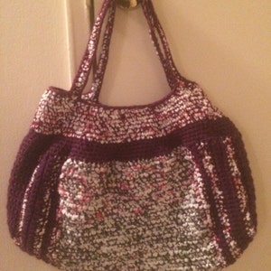 Crochet Plarn / yarn Combined Maroon Tote Bag | Etsy