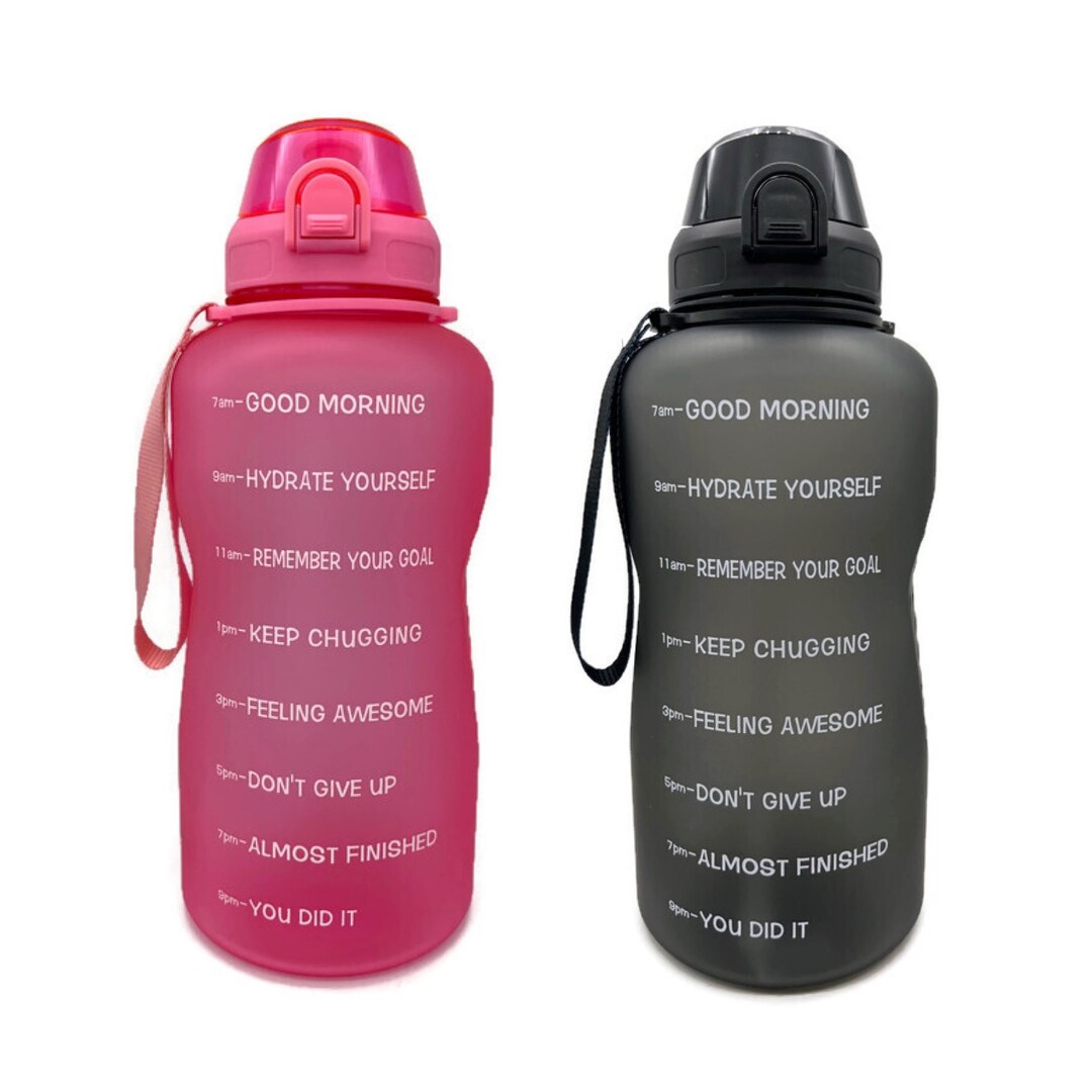 Motivational Water Bottle BPA Free 1 Gallon Jug With Straw and Time