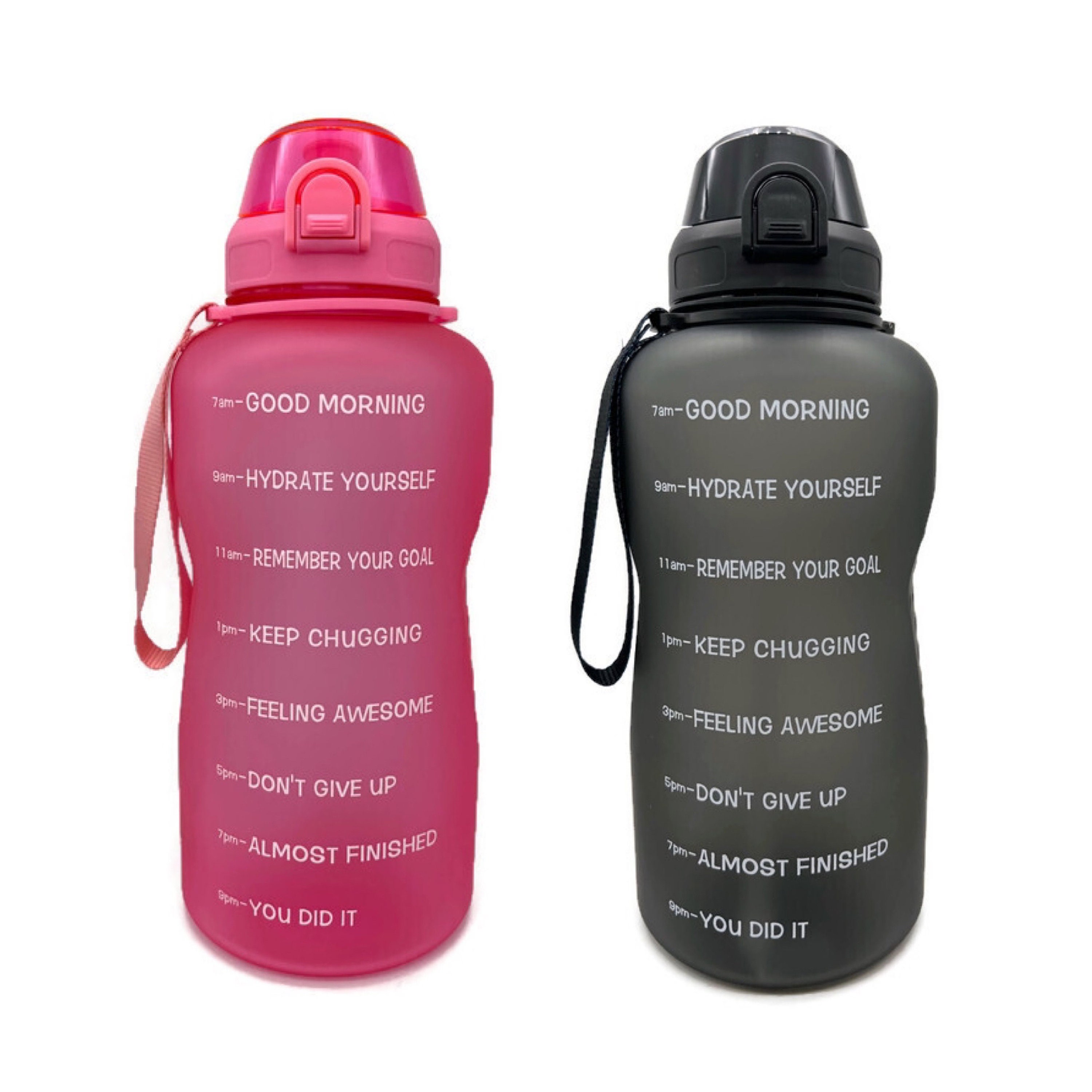1/2 Gallon Water Bottle 64oz Motivational Sports Bottles With Straw Travel  Wellness Half Large Cool Drink Jug Reusable Hiking Waterbottle 