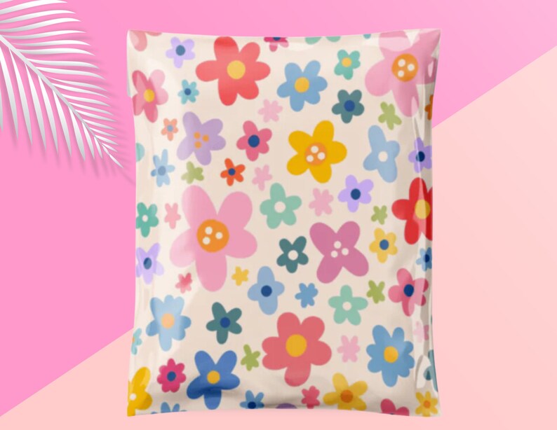 Flower Power 14.5x19 Poly Mailer Floral Shipping Envelope Shipping Bag Mailing Supplies Cute Packaging Pretty Packaging Summer image 1