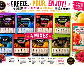Wine Slush 4 Mix Bundle | Frozen Cocktail | Adult Slushies | Pool Party Drinks | Wine Lover Gift | aBoat Drinks| Hostess Gift| Gift for Her