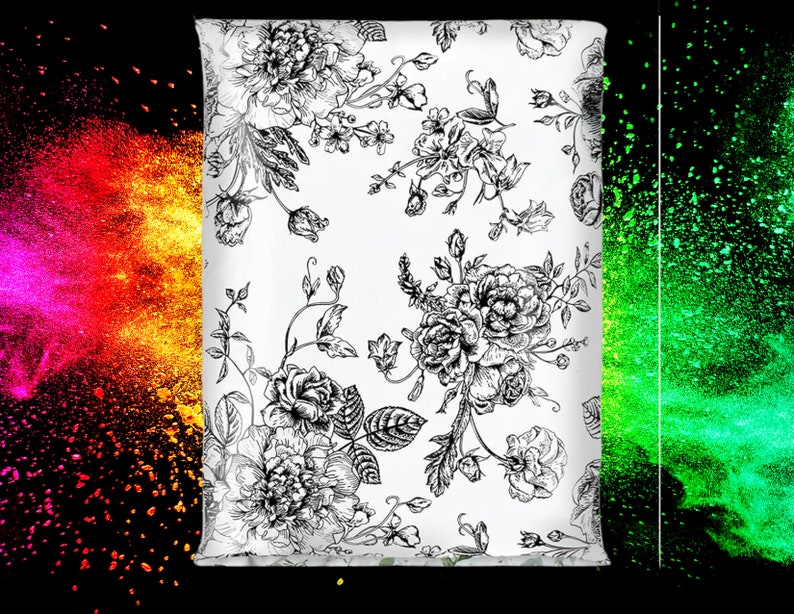 Black And White Floral 10x13 Poly Mailers Flowers Shipping Envelopes Bags Mailing Supplies Packaging Shipping Bags Small Business image 7