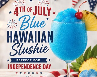 Blue Hawaiian| 4th of July| Frozen Cocktail| Tropical Drink| Summer BBQ| Beach Pool Party| Gift Idea| Drink Pouch Ready| Ninja Slushi Mix