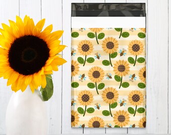 Sunflowers and Bees 12x15 Poly Mailers| Floral| Flowers| Happy Mail| Shipping Envelope| Shipping Bags| Business Supplies| Bags| Gift Wrap