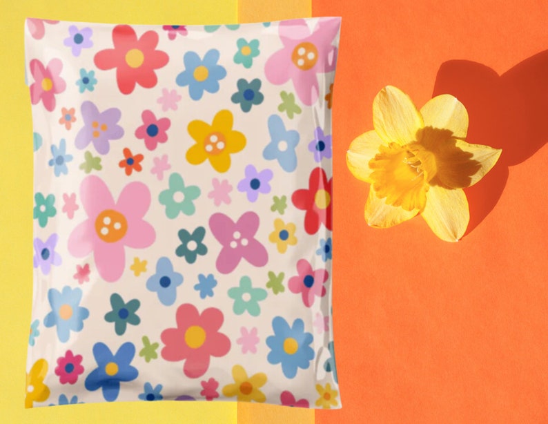 Flower Power 14.5x19 Poly Mailer Floral Shipping Envelope Shipping Bag Mailing Supplies Cute Packaging Pretty Packaging Summer image 2