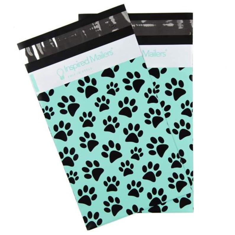 Gift for her Mailing Animal Packaging Dog Paw Print Cat Gift Wrap Poly Bags Supplies Teal 6x9 Poly Mailer 1020 FREE SHIPPING