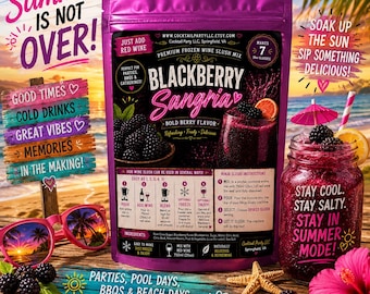 BLACKBERRY SANGRIA Wine Slush| Party Supplies| Birthday Gift|Party Favor| Drinking| Fun Adult Drink| Cocktails| Ninja Slushi| Easy Cocktails