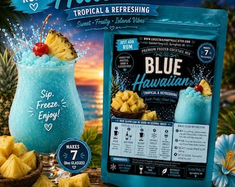 BLUE HAWAIIAN Wine Slush| Party Supplies| Birthday Gift|Party Favor| Drinking| Fun Adult Drink| Cocktails| Ninja Slushi| Easy Cocktails