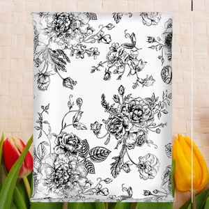 Black And White Floral 10x13 Poly Mailers Flowers Shipping Envelopes Bags Mailing Supplies Packaging Shipping Bags Small Business image 5