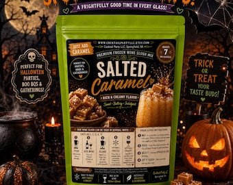 Spooky Sips Salted Caramel Wine Slush| Halloween Cocktail Halloween Party| Witch’s Brew| Boozy Halloween Party| Drink Pouch| Ninja Slushi