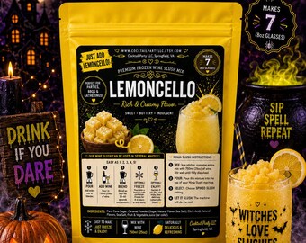 Spooky Sips Lemoncello Wine Slush| Halloween Cocktail Halloween Party| Witch’s Brew| Boozy Halloween Party| Drink Pouch| Ninja Slushi