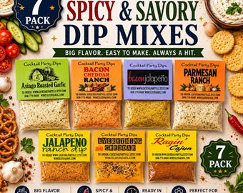 Dip Mixes 7 Dips| Seasoning Mixes|Herbs|No MSG|Gluten Free|Spices|Hostess Gift|Snack Food|Party Dip|Gift For Him| Holiday