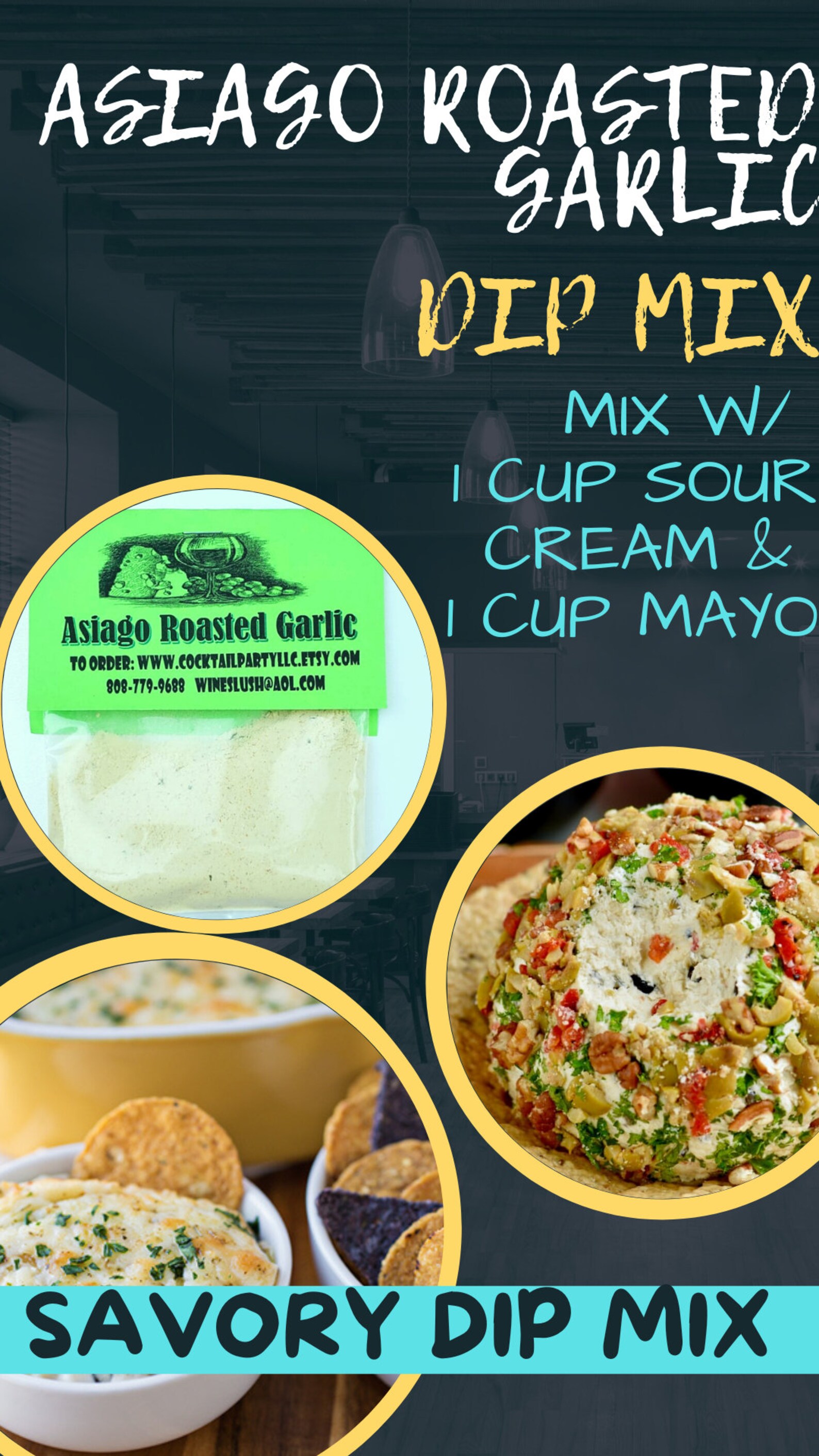 ASIAGO Roasted Garlic DIP Seasonings All Natural No MSG Etsy