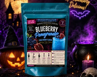 Spooky Sips Blueberry Pomegrante Wine Slush| Halloween Cocktail Halloween Party| Witch’s Brew| Boozy Party| Haunted Happy Hour| Ninja Slushi