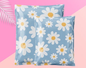 Blue Daisy Bundle #21 10x13 & 14.5x19 Poly Mailer (30 COUNT)| Floral| Shipping Envelope| Shipping Bag| Flowers| Cute Packaging| For Shipping