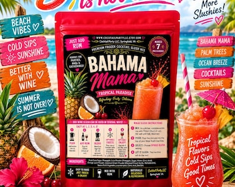 BAHAMA MAMA Wine Slush| Party Supplies| Birthday Gift|Party Favor| Drinking| Fun Adult Drink| Cocktails| Ninja Slushi| Easy Cocktails