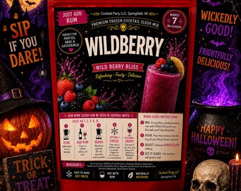 Spooky Sips Wildberry Wine Slush| Halloween Cocktail Halloween Party| Witch’s Brew| Boozy Halloween Party| Drink Pouch| Ninja Slushi