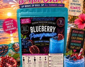 BLUEBERRY POMEGRANTE Wine Slush| Party Supplies| Gift For Women| Birthday Gift|Party Favor| Drinking| Gift Ideas| Cocktails| Ninja Slushi