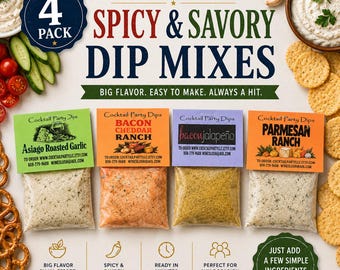 Dip Mixes 4 Dips| Seasoning Mixes|Herbs|No MSG|Gluten Free|Spices|Hostess Gift|Snack Food|Party Dip|Gift For Him| Holiday