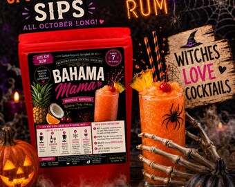 Spooky Sips Bahama Mama Wine Slush| Halloween Cocktail Halloween Party| Witch’s Brew| Boozy Halloween Party| Drink Pouch| Ninja Slushi