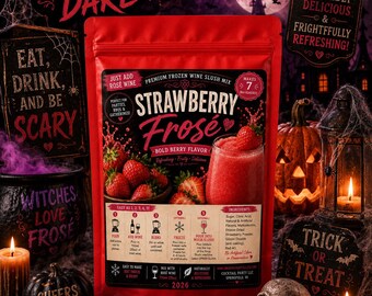 Spooky Sips Strawberry Frose Wine Slush| Halloween Cocktail Halloween Party| Witch’s Brew| Boozy Halloween| Haunted Happy Hour| Ninja Slushi