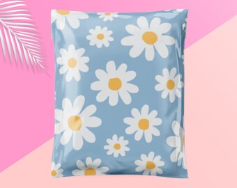 Blue Daisy 14.5x19 Poly Mailers (20 QTY)| Floral Theme| Shipping Envelope| Shipping Bags| Flowers| Supplies| Cute Packaging| For Shipping