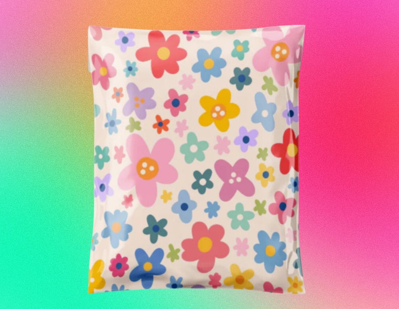 Flower Power 14.5x19 Poly Mailer Floral Shipping Envelope Shipping Bag Mailing Supplies Cute Packaging Pretty Packaging Summer image 1