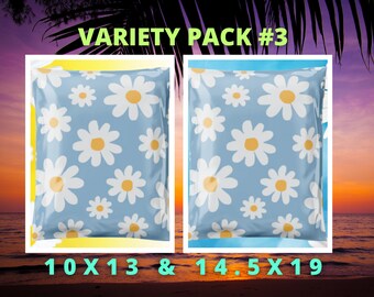 Blue Daisy Bundle #3 10x13 & 14.5x19 Poly Mailer (30 COUNT)| Floral| Shipping Envelope| Shipping Bag| Flowers| Cute Packaging| For Shipping