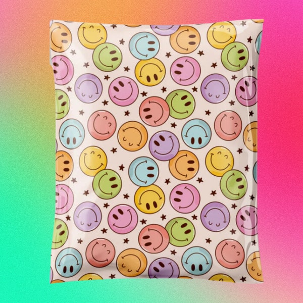 Happy Face 6x9 Poly Mailers| Smiles| Shipping Envelope| Shipping Bags| Summer| Packaging| Supplies| Cute Packaging| Gift Wrap