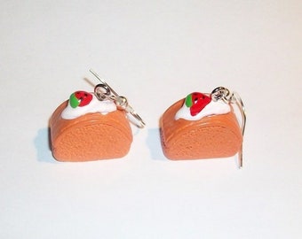 Earrings cream roll bisquit roll cake piece earrings