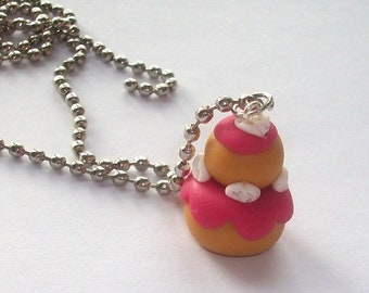 Necklace, necklace windbag with raspberry and cream yammi helgasfashion