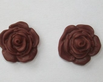 Earrings or ear clips chocolate corosse roses chocolate