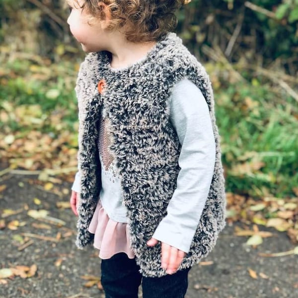 The Erin faux fur gilet - 12m - Adult Large - Crochet pattern